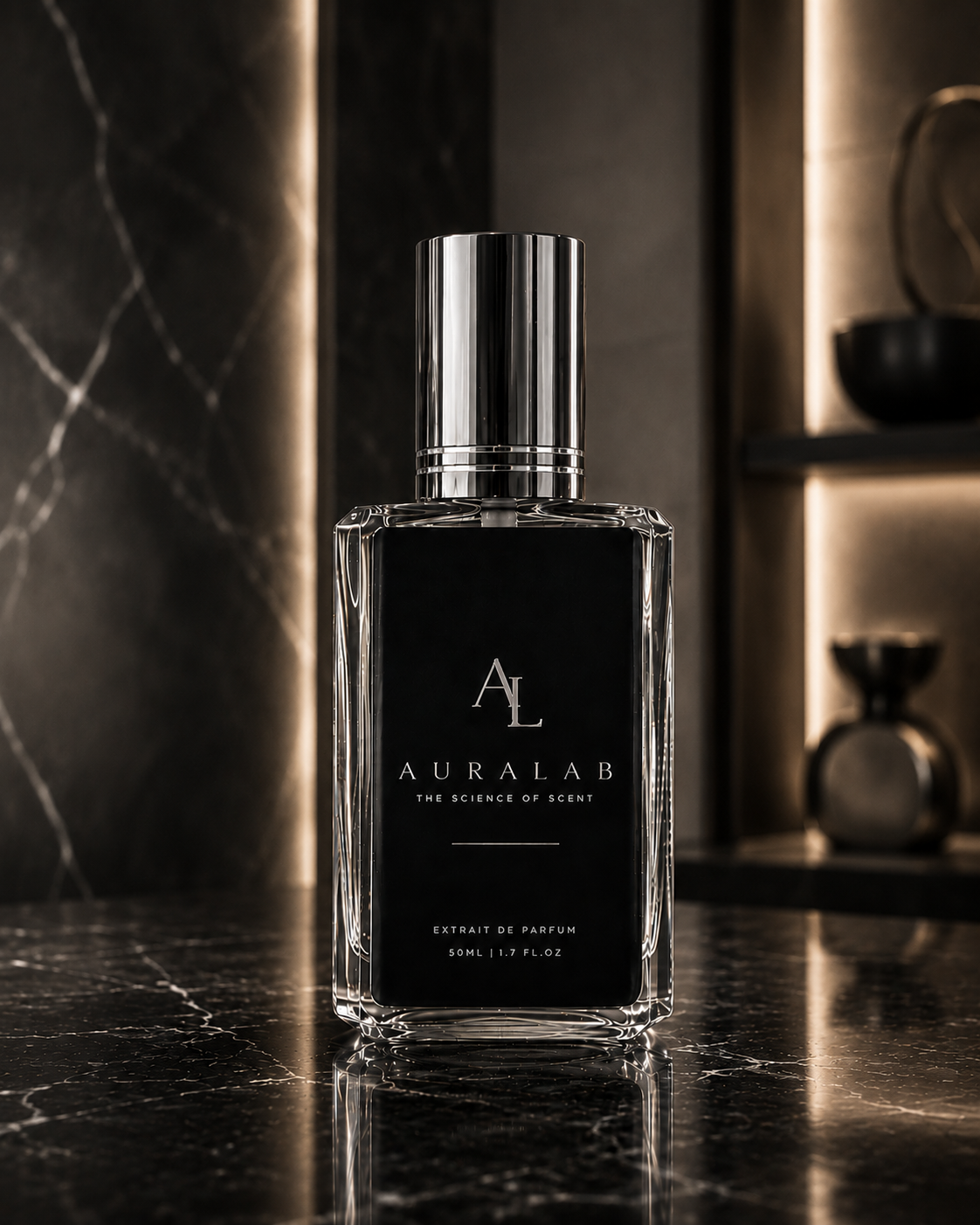 AURALAB No. 21 Rouge 540, 30ml extrait de parfum in a black glass bottle with a silver lid